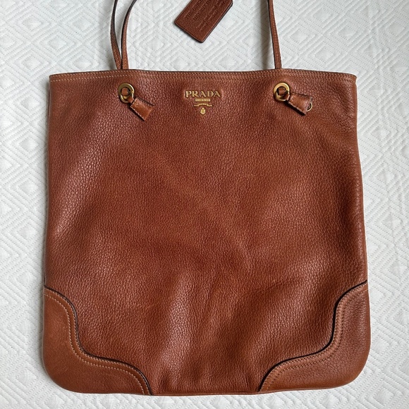 Prada Deer Skin Brown Tote Bag